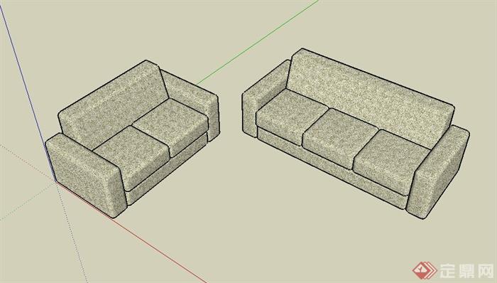 室内两个沙发设计su模型