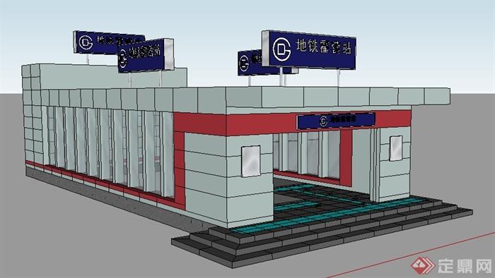 现代风格地铁站出入口设计su模型