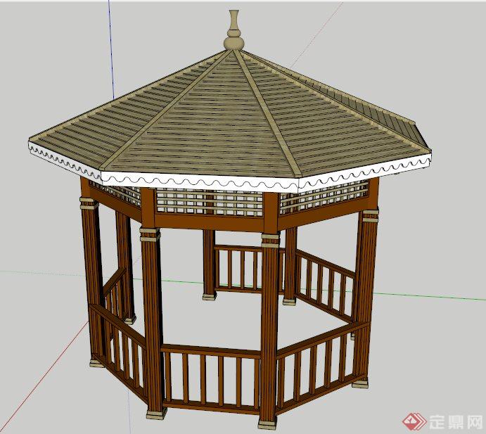 中式八角亭凉亭设计su模型