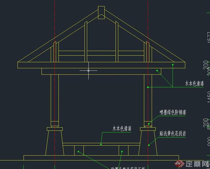 园林木质四角亭设计cad施工图[原创]