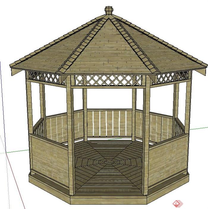 园林景观节点八角亭设计su模型