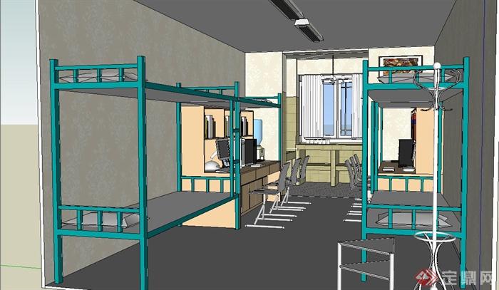 某学校学生宿舍室内设计su模型(1)