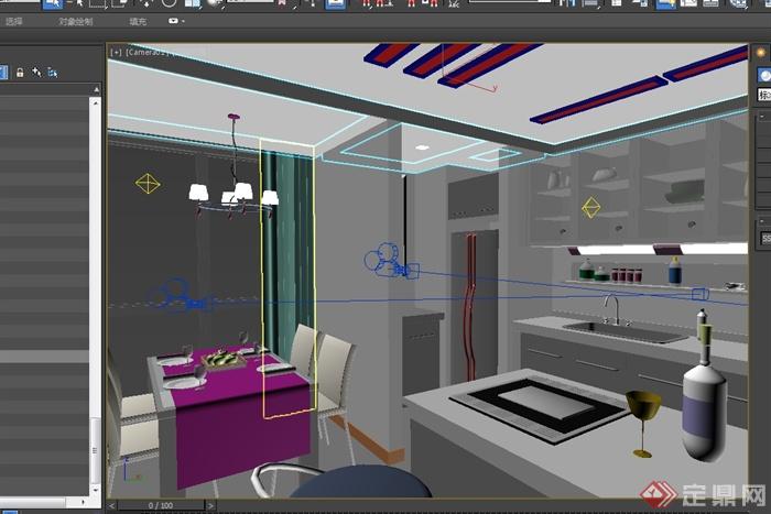 室内厨房,餐桌设计3d模型(含效果图)[原创]