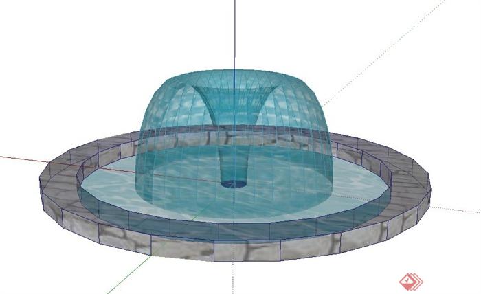 园林景观节点圆形喷泉水池设计su模型[原创]