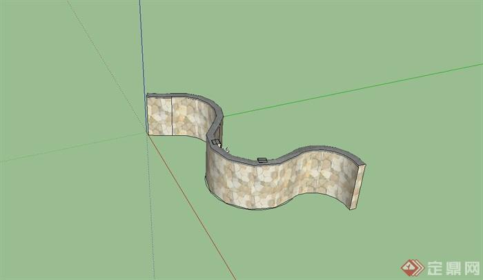 欧式s形景墙设计su模型