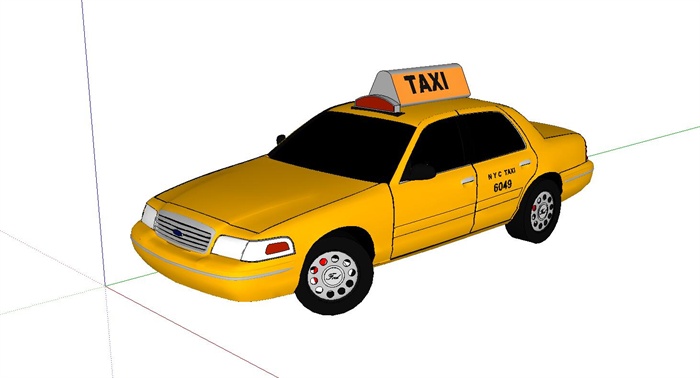 黄色出租车的士SU模型