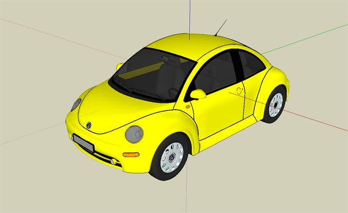 现代交通工具甲壳虫小型轿车设计su模型