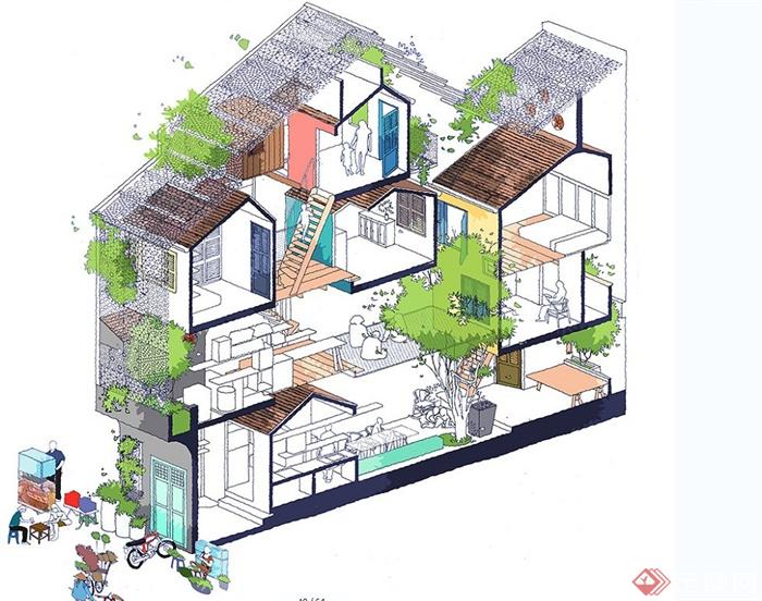 城市住宅建筑设计jpg分析表现,排版色板[原创]