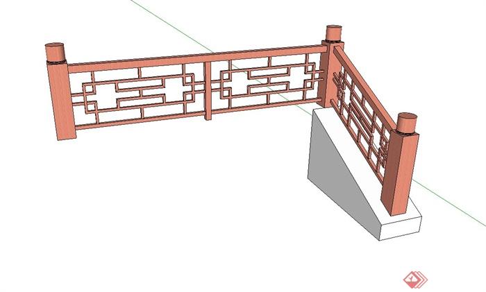 古典中式防腐木栏杆设计su模型