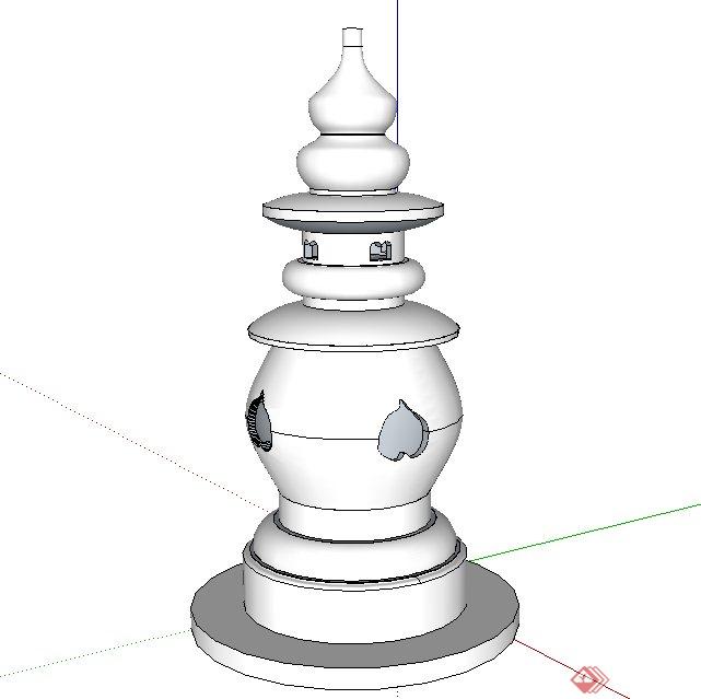 园林景观节点三潭石塔设计su模型