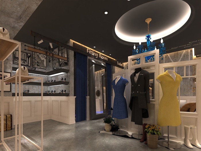 某现代简约服装店室内设计su模型、3d模型、