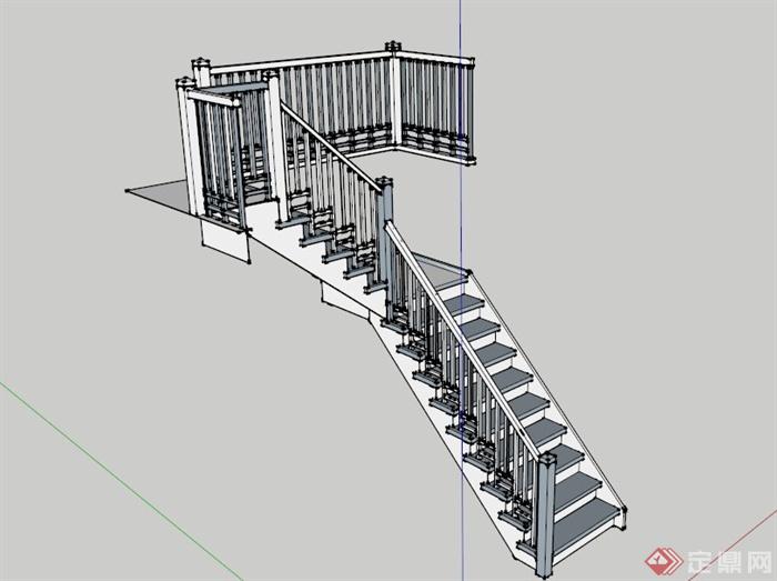 现代转角楼梯su模型