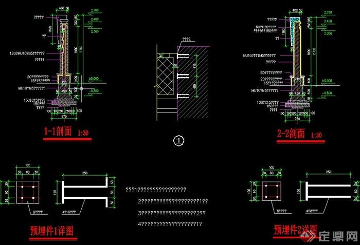 特色围墙节点设计cad详图[原创]