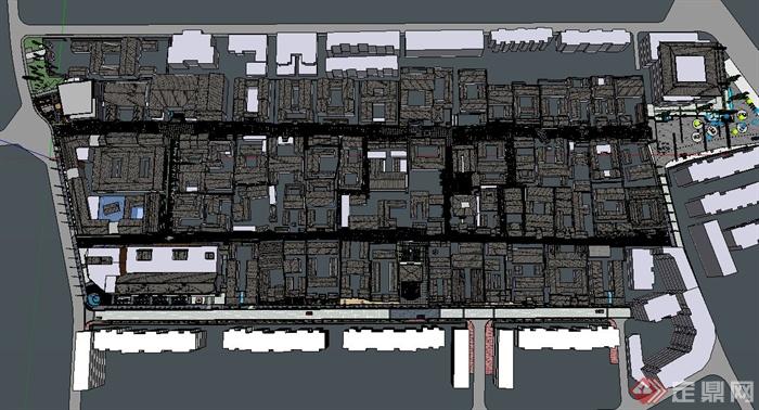 宽窄巷子景观设计su总模型
