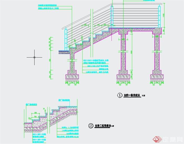 两个台阶标注做法CAD详图