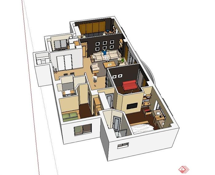 现代室内住宅家装设计su模型