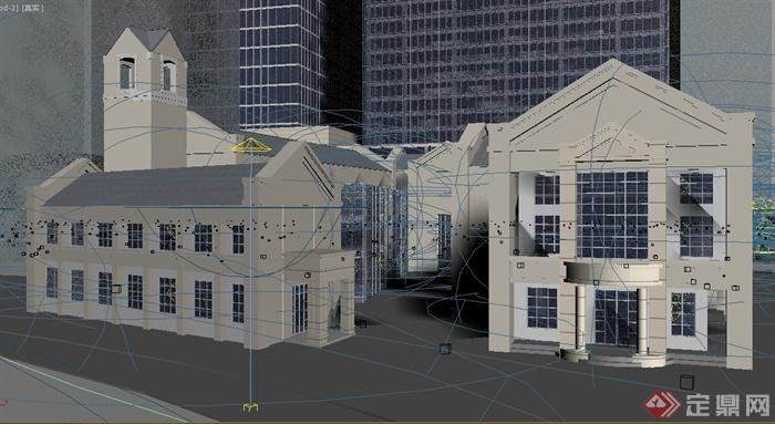 综合楼商城鸟瞰建筑设计3dmax模型[原创]