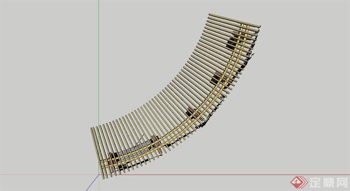 欧式藤蔓廊架坐凳设计su模型
