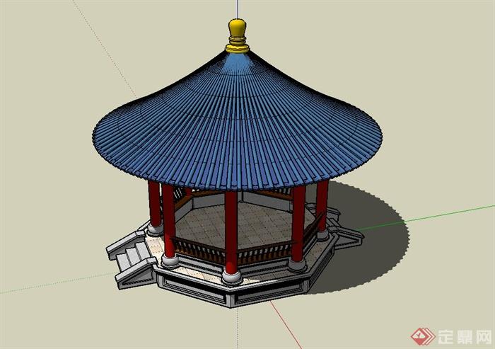 古典中式攒尖亭设计su模型