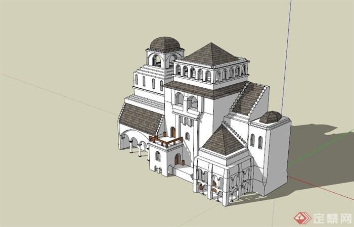 欧式小型城堡建筑su模型