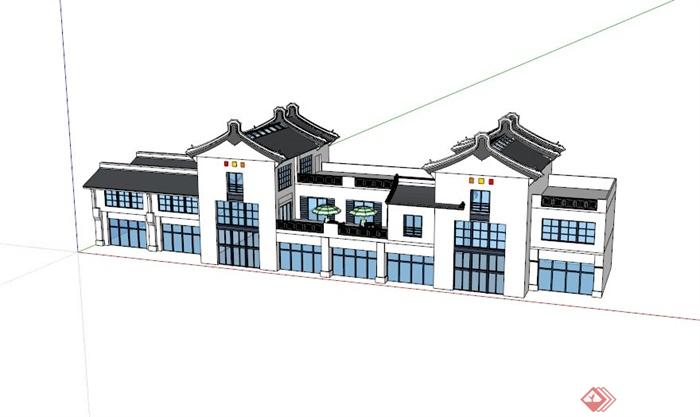 现代中式雅致商业建筑su模型