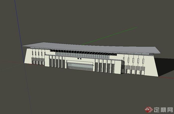 某市火车站建筑设计su模型[原创]
