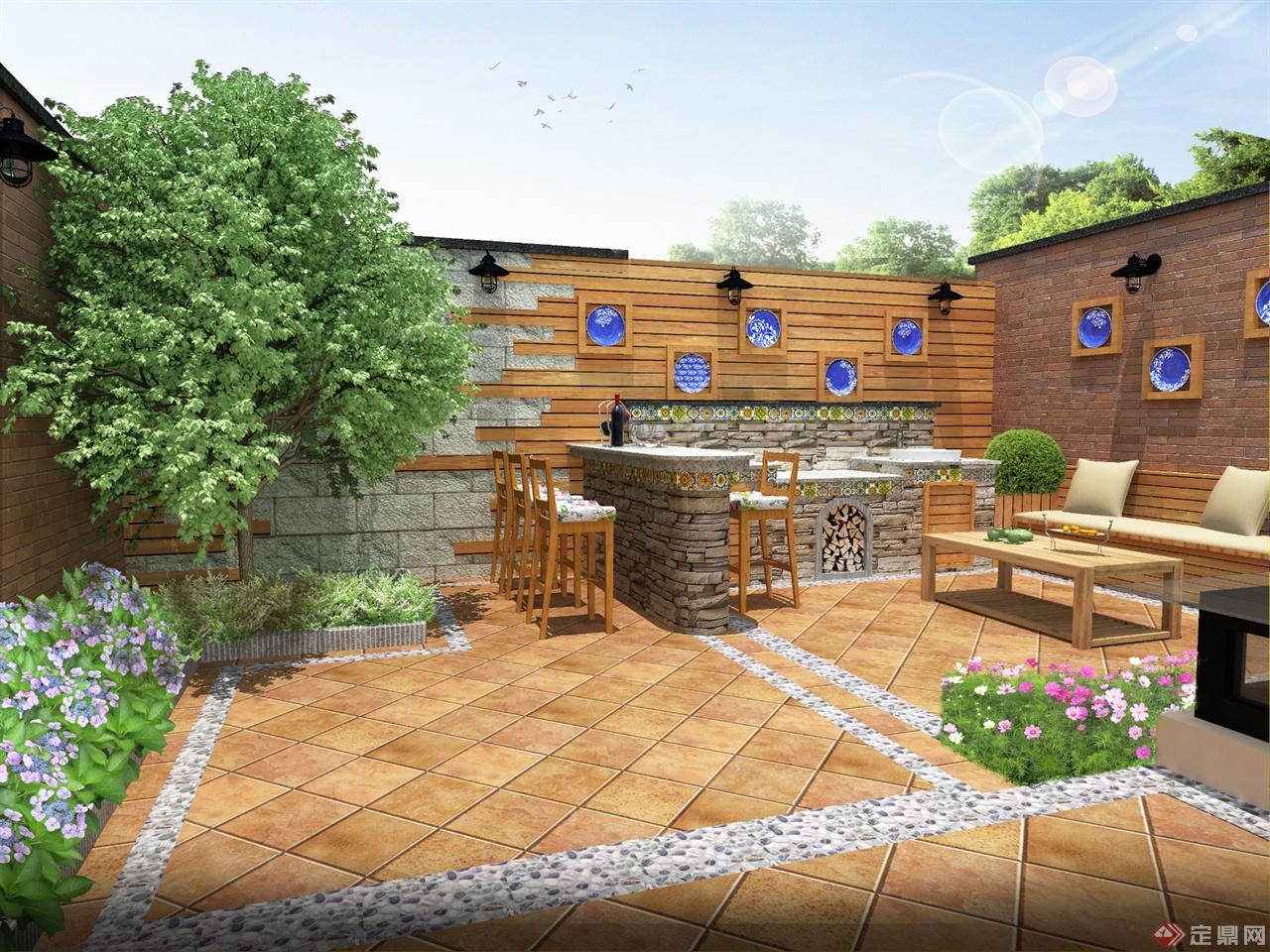 别墅花园设计庭院绿化效果图 – 设计本装修效果图