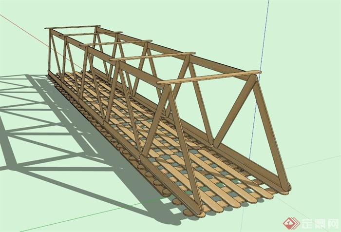 现代木条拼接景观桥设计su模型[原创]