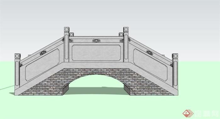 古典中式拱形石桥设计SU模型[原创]