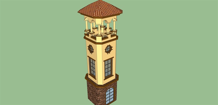 欧式风格多种不同的景观塔楼建筑设计su模型[原创]