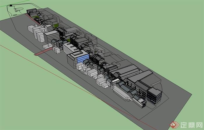 新中式风格商业街及建筑设计su模型(6)