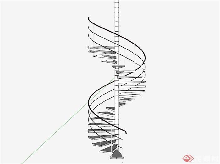 现代简约旋转楼梯设计su模型素材(3)