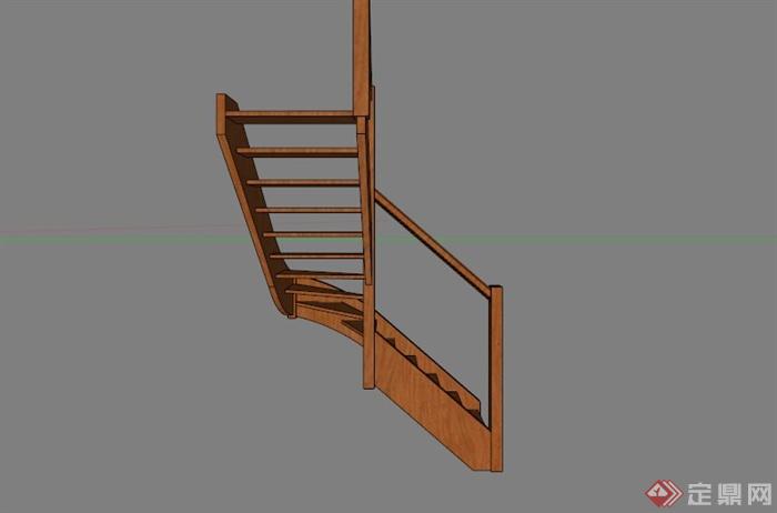 现代转角木楼梯设计su模型[原创]