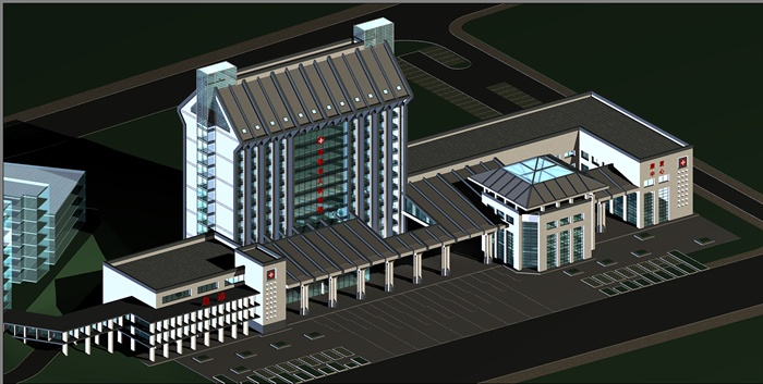 新中式医院大楼建筑设计3dmax模型[原创]
