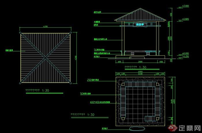 booth design cad program] 现代中式某四角亭设计cad方案,包括平面图