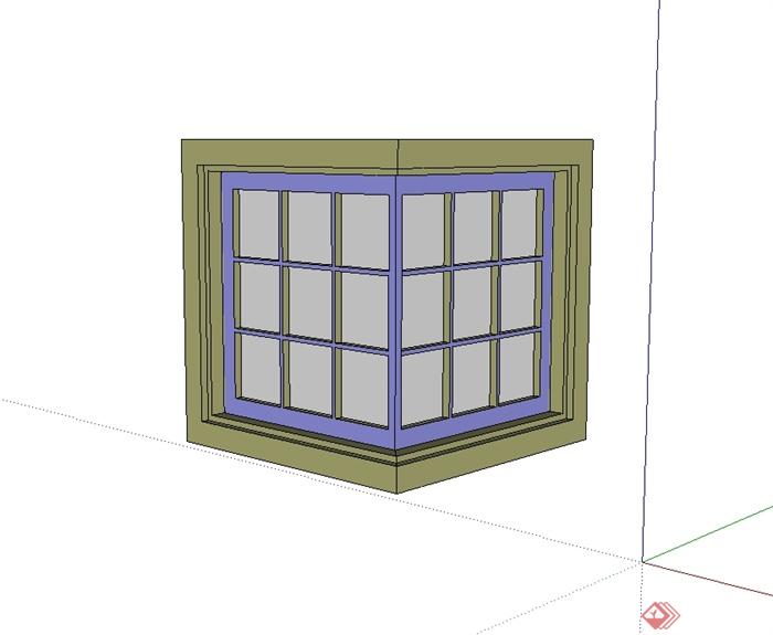 现代风格转角窗户设计su模型原创
