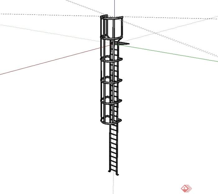 某现代风格铁艺爬梯设计su模型[原创]