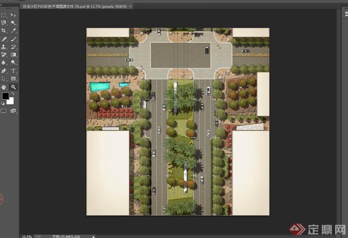 某住宅小区道路景观设计psd彩平图[原创]