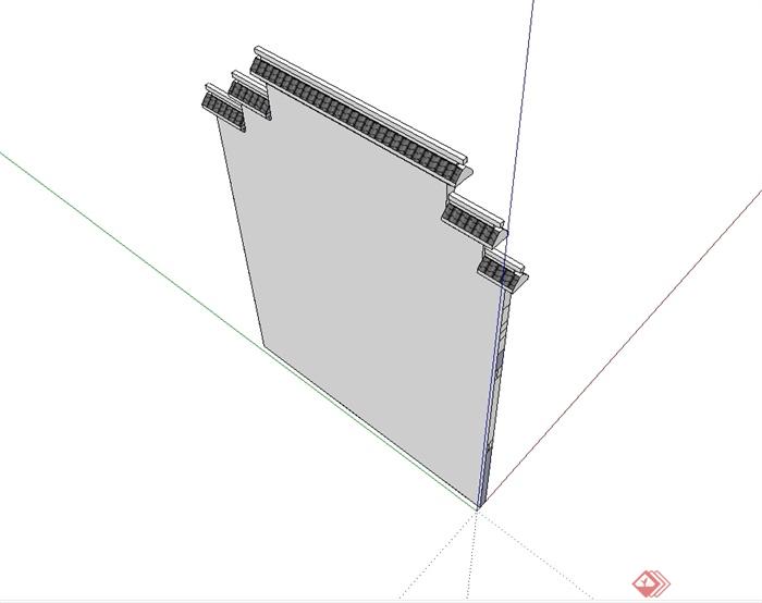 某现代中式风格马头墙设计su模型[原创]