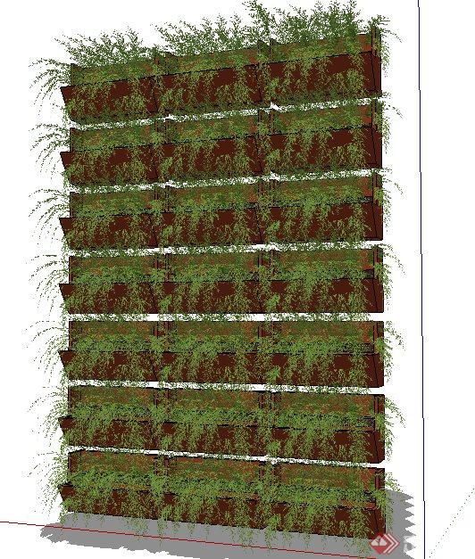 立体绿化植物墙种植池su模型