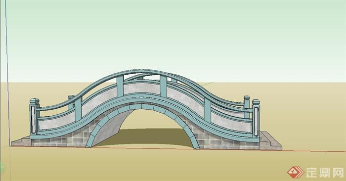 某现代中式风格园林景观桥设计su模型原创