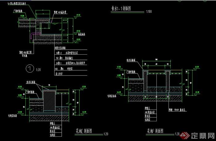 欧式风格入口广场叠水 花池 花盆设计cad施工图[原创]