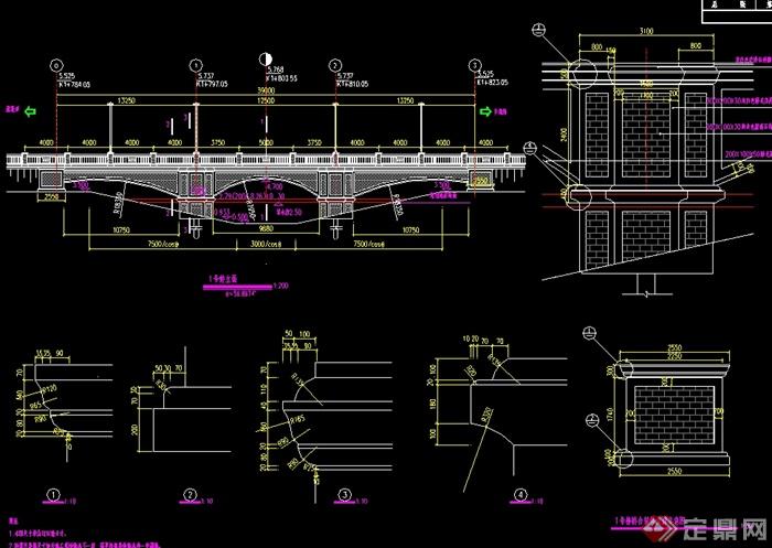 某现代中式风格桥梁设计cad施工详图[原创]