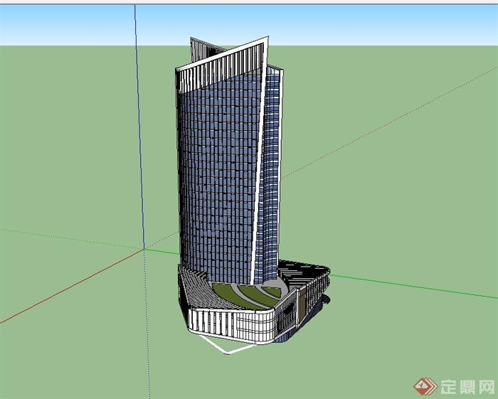 某现代风格高层星级酒店建筑大楼设计su模型[原创]