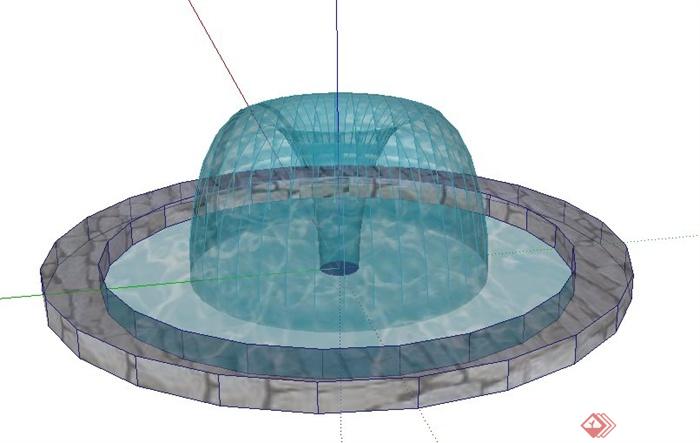 简洁圆形喷泉水池设计模型[原创]