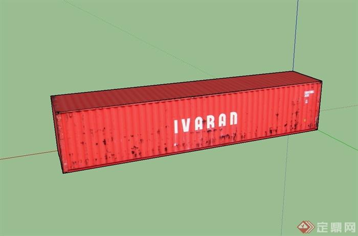 某现代风格红色集装箱为元素设计su模型(3)