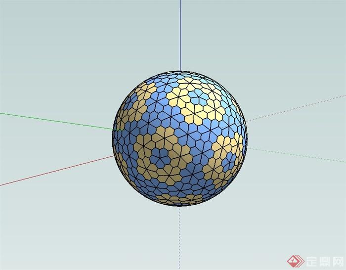 现代风格独特球形雕塑小品设计su模型[原创]