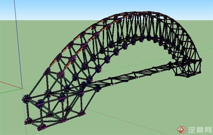 拱形桥钢结构su模型[原创]