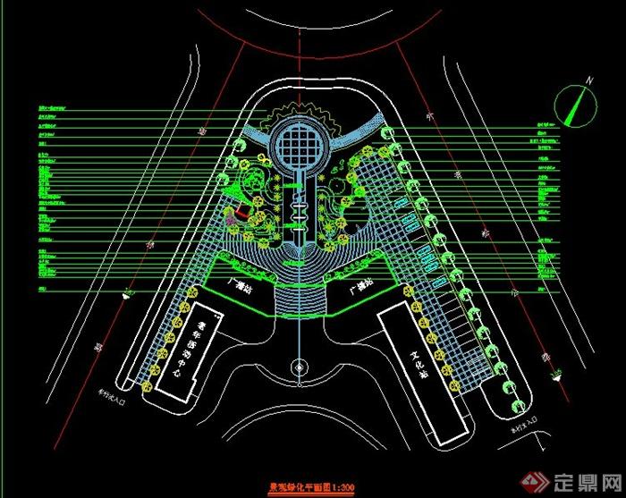 of a government square] 某政府广场绿化平面图,带有植栽名称,图纸