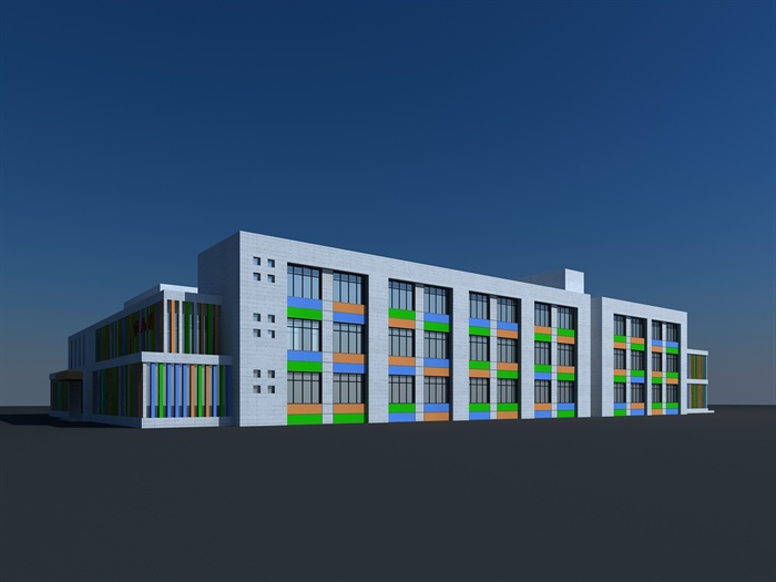 某现代风格多层幼儿园建筑楼设计3d模型[原创]